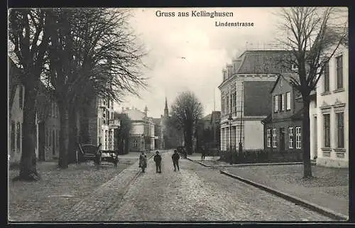 AK Kellinghusen, Lindenstrasse mit Kindern