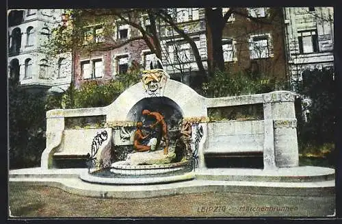 AK Leipzig, am Märchenbrunnen