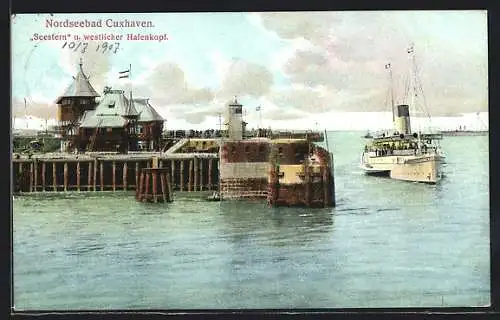 AK Cuxhaven, Seestern und westlicher Hafenkopf