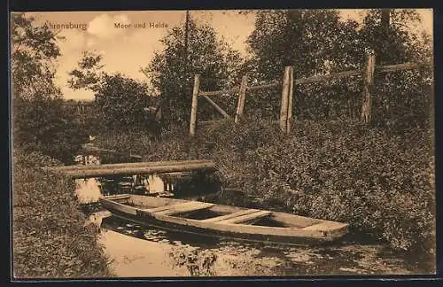 AK Ahrensburg / Holstein, Moor und Heide mit Boot