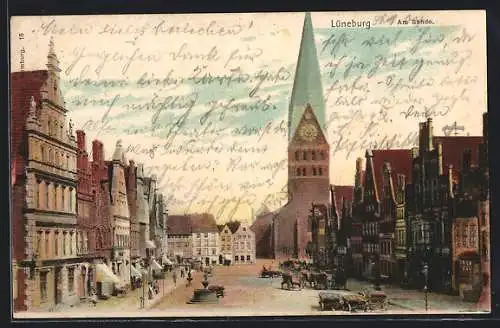 AK Lüneburg, Partie am Sande mit Pferdekarren