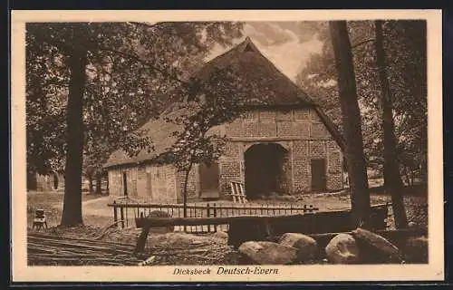 AK Deutsch Evern, Dicksbeck, Reetdach-Haus