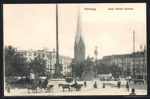AK Hamburg, Kutschen am Kaiser Wilhelm Denkmal