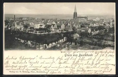 AK Buxtehude, Ortspartie aus der Vogelschau