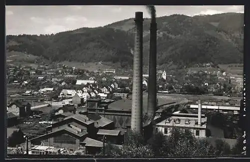 AK Fohnsdorf, Ortsansicht mit Fabrikschornsteinen