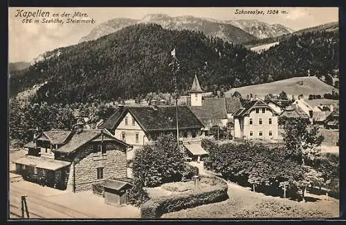 AK Kapellen an der Mürz, Ortsansicht mit Schneealpe