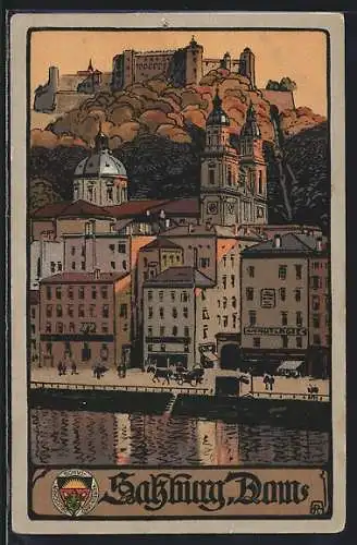 Steindruck-AK Deutscher Schulverein NR 313: Salzburg, Dom