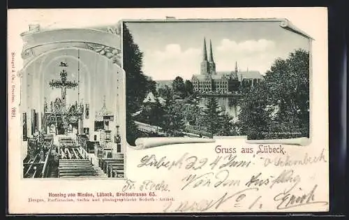 AK Lübeck, Dom von der Navikationsschule aus, Dominneres