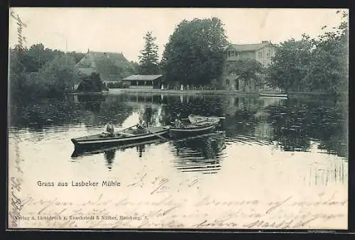 AK Lasbek, Lasbeker Mühle, Ruderpartie auf dem See