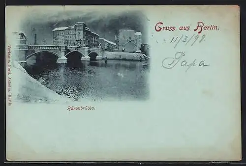 Mondschein-AK Berlin, Ansicht der Bärenbrücke