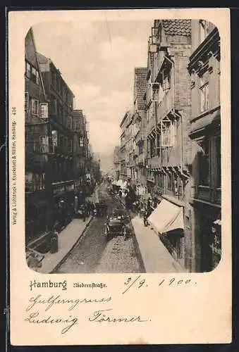 AK Hamburg, Niedernstrasse aus der Vogelschau
