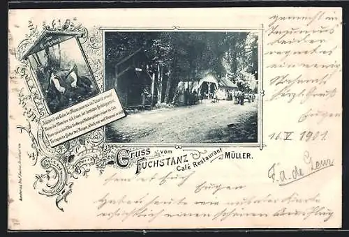 AK Fuchstanz, Besucher am Café-Restaurant Müller