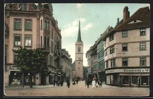 AK Erfurt, Marktstrasse mit Blick zur Kirche