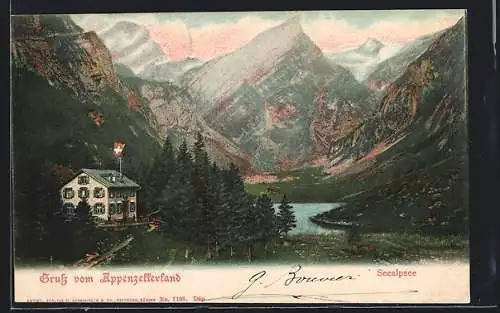 AK Seealpsee /Appenzellerland, Kleines Haus am See