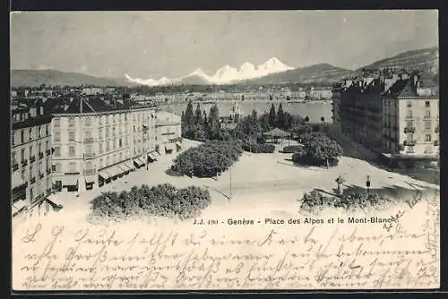 AK Genève, Place des Alpes et le Mont-Blanc