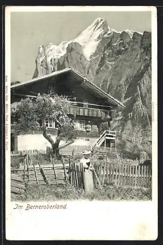 AK Berneroberland, Kleines Haus vor den Bergen