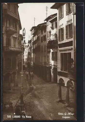 AK Lugano, Via Nassa, Strassenblick