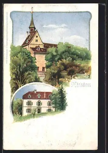 Künstler-AK St. Chrischona, Kirche, Friedau