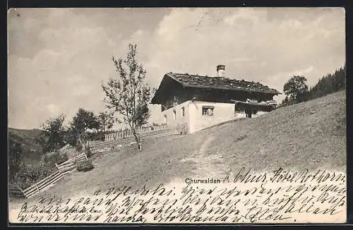 AK Churwalden, Blick auf ein Alpenhaus