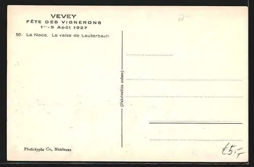 AK Vevey, Fete des Vignerons 1927, La valse de Lauterbach
