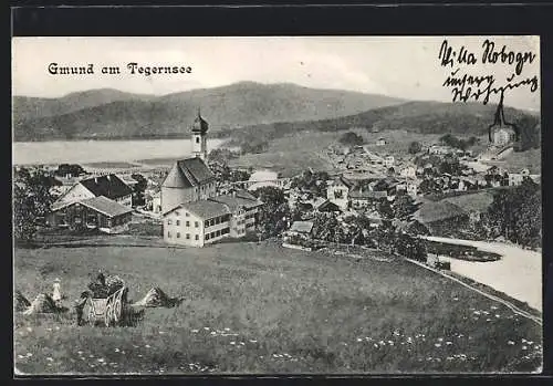 AK Gmund am Tegernsee, Ortsansicht vor dem See