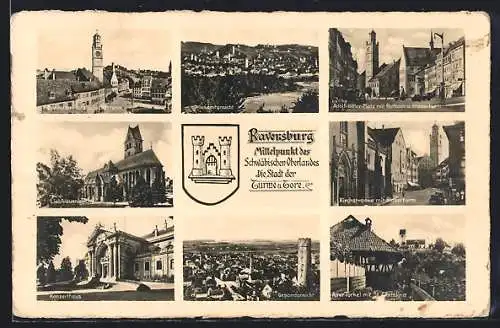 AK Ravensburg, Platz & Blaserturm, Liebfrauenkirche, Konzerthaus