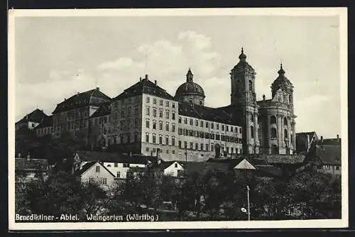 AK Weingarten /Württbg., Blick auf die Benediktiner-Abtei