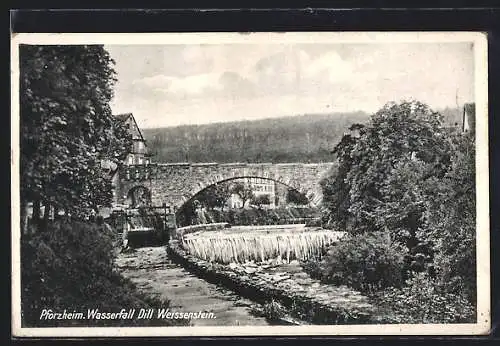 AK Pforzheim, Flusspartie mit Wasserfall