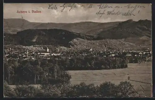 AK Achern i. Baden, Ortsansicht aus der Ferne