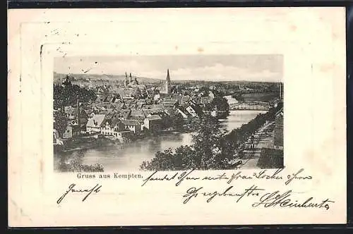 AK Kempten / Allgäu, Ortsansicht mit Flusspartie