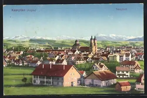 AK Kempten /Allgäu, Stadtansicht mit Bergpanorama