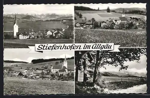 AK Stiefenhofen im Allgäu, Ortsansicht und Feldweg