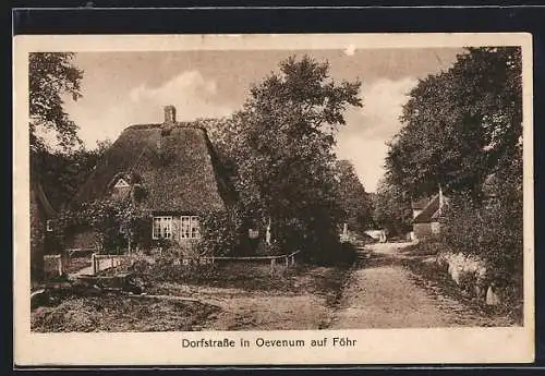 AK Oevenum /Föhr, Blick entlang der Dorftstrasse