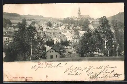 AK Bad Elster, Teilansicht mit Kirche