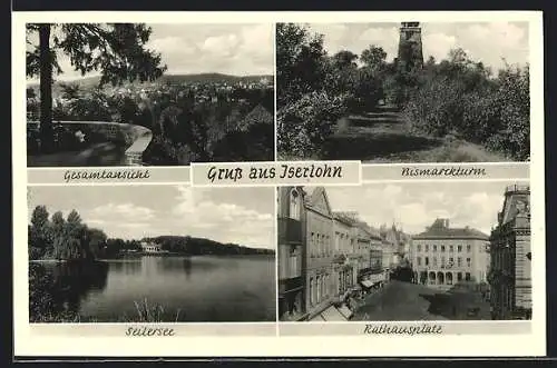AK Iserlohn, Bismarckturm, Seilersee, Rathausplatz
