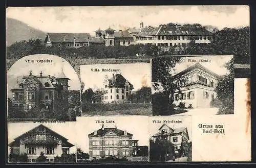 AK Bad Boll, Hotel-Pensionen Vopelius, Brodersen, Jäckh, Schweizerhaus, Lutz, Friedheim