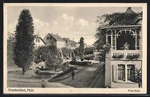 AK Frankenthal /Pfalz, Strasse Foltz-Ring mit Denkmal