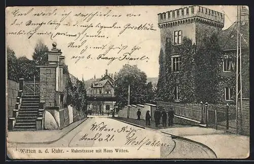 AK Witten, Ruhrstrasse mit Haus Witten