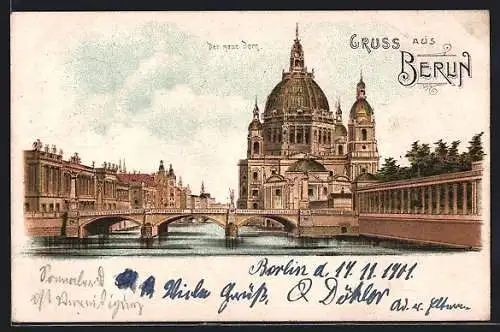 Lithographie Berlin, Blick zum Neuen Dom