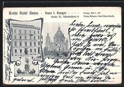 AK Berlin, Krebs Hotel Union, Haus 1. Ranges, Schinkelplatz 4