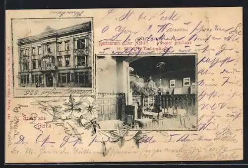 AK Berlin, Restaurant Zur Hütte, Inh. H. Wendt, Taubenstrasse 7