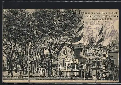 AK Berlin-Treptow, Etablissement Victoria-Garten, Inh. Carl Ludwig, Am Treptower Park 25-26