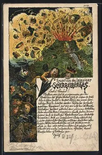Lithographie Leipzig, Eruption des Scherbelberges, Zukunft