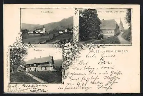 AK Frauenberg, Ortsansicht, Gasthaus Lindenwirt, Forsthaus
