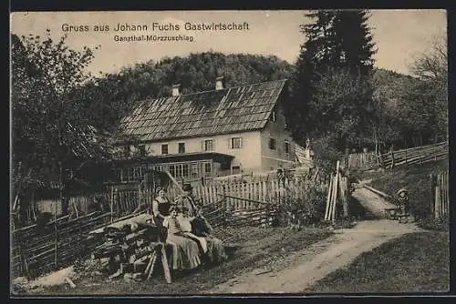 AK Ganzthal-Mürzzuschlag, Gasthaus von Johann Fuchs