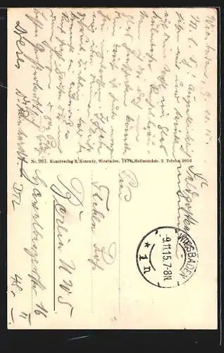 AK Wiesbaden, Restaurant Poppenschänkelchen mit Gartenpartie, Röderstrasse 39