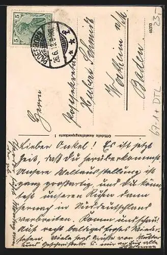 Künstler-AK Paderborn, Gewerbe-Industrie- u. Kunstaustellung 1913, Vorderansicht vom Ausstellungsgebäude