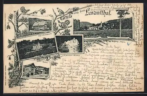 AK Wolfsberg /Kärnten, Lavantthal, Mausoleum, Villa v. Pirkershausen, Ortsansicht