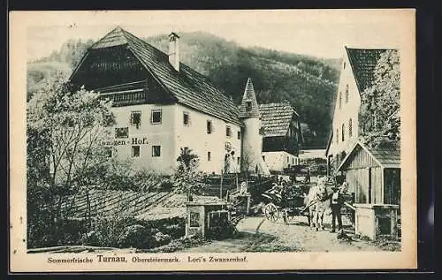 AK Turnau /Obersteiermark, Loris Zwanzenhof, Pferdewagen