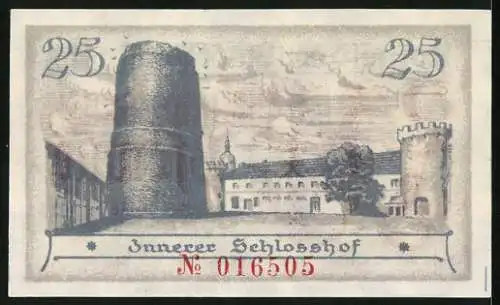 Notgeld Neustadt a. S. 1920, 25 Pfennig, Wappen und Innerer Schlosshof